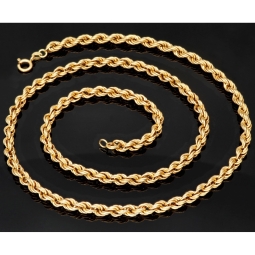 Zeitlose Kordelkette gefertigt aus hochwertigem 585er 14K Gold - ca. 63cm, 5mm Breite
