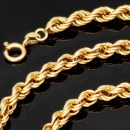 Zeitlose Kordelkette gefertigt aus hochwertigem 585er 14K Gold - ca. 63cm, 5mm Breite