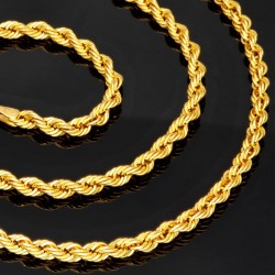 Zeitlose Kordelkette gefertigt aus hochwertigem 585er 14K Gold - ca. 63cm, 5mm Breite