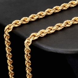 Zeitlose Kordelkette gefertigt aus hochwertigem 585er 14K Gold - ca. 63cm, 5mm Breite