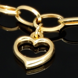 Feines Herz - Armband aus funkelndem 585 14K Bicolor Gold (Gelbgold und Weißgold) ca. 21 cm Länge