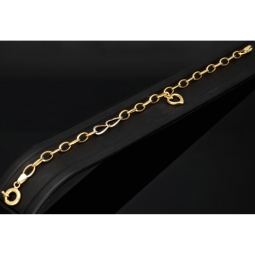 Feines Herz - Armband aus funkelndem 585 14K Bicolor Gold (Gelbgold und Weißgold) ca. 21 cm Länge