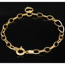 Feines Herz - Armband aus funkelndem 585 14K Bicolor Gold (Gelbgold und Weißgold) ca. 21 cm Länge