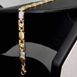 Exklusives Armband aus hochwertigem Bicolor 14K 585er Gold (Gelb- und Weißgold) - ca. 21 cm Länge und 6mm Breite