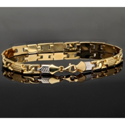 Exklusives Armband aus hochwertigem Bicolor 14K 585er Gold (Gelb- und Weißgold) - ca. 21 cm Länge und 6mm Breite