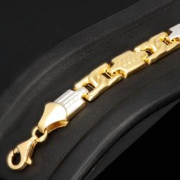 Exklusives Armband aus hochwertigem Bicolor 14K 585er Gold (Gelb- und Weißgold) - ca. 21 cm Länge und 6mm Breite