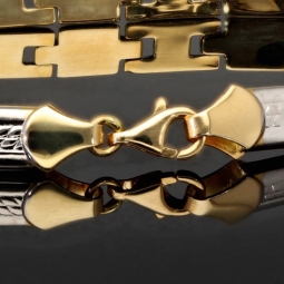 Exklusives Armband aus hochwertigem Bicolor 14K 585er Gold (Gelb- und Weißgold) - ca. 21 cm Länge und 6mm Breite