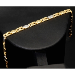 Exklusives Armband aus hochwertigem Bicolor 14K 585er Gold (Gelb- und Weißgold) - ca. 21 cm Länge und 6mm Breite