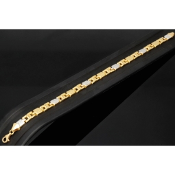 Exklusives Armband aus hochwertigem Bicolor 14K 585er Gold (Gelb- und Weißgold) - ca. 21 cm Länge und 6mm Breite