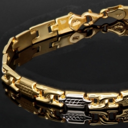 Exklusives Armband aus hochwertigem Bicolor 14K 585er Gold (Gelb- und Weißgold) - ca. 21 cm Länge und 6mm Breite