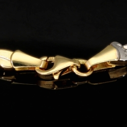 Fein gearbeitetes Armband aus 585er 14K Bicolor Gold (Gelbgold und Weißgold) – ca. 19 cm lang, ca. 5 mm breit mit kunstvollem Herz-Design (ca. 19 cm, ca. 4,5mm)