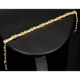 Fein gearbeitetes Armband aus 585er 14K Bicolor Gold (Gelbgold und Weißgold) – ca. 19 cm lang, ca. 5 mm breit mit kunstvollem Herz-Design (ca. 19 cm, ca. 4,5mm)