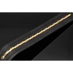 Fein gearbeitetes Armband aus 585er 14K Bicolor Gold (Gelbgold und Weißgold) – ca. 19 cm lang, ca. 5 mm breit mit kunstvollem Herz-Design (ca. 19 cm, ca. 4,5mm)