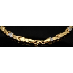 Fein gearbeitetes Armband aus 585er 14K Bicolor Gold (Gelbgold und Weißgold) – ca. 19 cm lang, ca. 5 mm breit mit kunstvollem Herz-Design (ca. 19 cm, ca. 4,5mm)