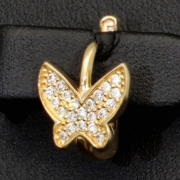 Butterfly-Ohrringe - Schmetterlinge aus massivem 14K 585er Gold (Gelbgold) mit fein gefasstem Zirkonia-Besatz