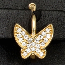 Butterfly-Ohrringe - Schmetterlinge aus massivem 14K 585er Gold (Gelbgold) mit fein gefasstem Zirkonia-Besatz