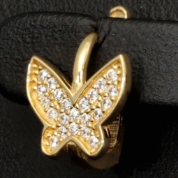Butterfly-Ohrringe - Schmetterlinge aus massivem 14K 585er Gold (Gelbgold) mit fein gefasstem Zirkonia-Besatz