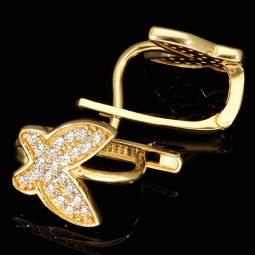 Butterfly-Ohrringe - Schmetterlinge aus massivem 14K 585er Gold (Gelbgold) mit fein gefasstem Zirkonia-Besatz
