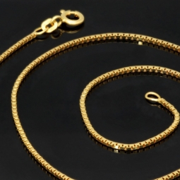 Funkelnde Venezianerkette aus edlem Gelbgold (585 14k Gold) 50cm Länge, ca. 1mm mit FBM-Stempel