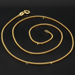 Funkelnde Venezianerkette aus edlem Gelbgold (585 14k Gold) 50cm Länge, ca. 1mm mit FBM-Stempel