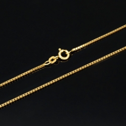 Funkelnde Venezianerkette aus edlem Gelbgold (585 14k Gold) 50cm Länge, ca. 1mm mit FBM-Stempel