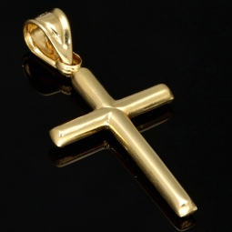 Funkelnder Kreuzanhänger in schlichtem Design aus Gold aus 14k (585er) Gelbgold