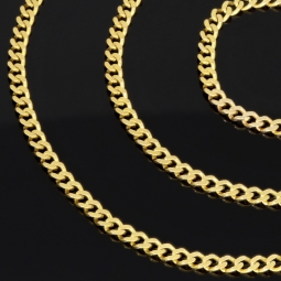 Glänzende Panzerkette aus edlem Gold (333 8k Gelbgold) in ca. 50cm Länge und 3mm Breite