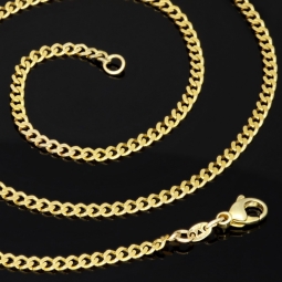 Glänzende Panzerkette aus edlem Gold (333 8k Gelbgold) in ca. 50cm Länge und 3mm Breite