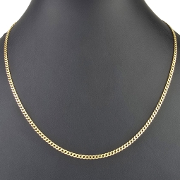 Glänzende Panzerkette aus edlem Gold (333 8k Gelbgold) in ca. 50cm Länge und 3mm Breite