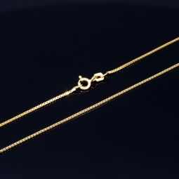 Feine kurze Venezianerkette aus hochwertigem 585 / 14k Gold, ca. 42 cm lang und 1 mm breit