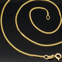 Edle, sehr kurze Panzerkette 2-seitig diamantiert aus hochwertigem 585 /14k Gold für Damen (ca. 38cm, 1mm )