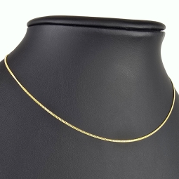 Edle, sehr kurze Panzerkette 2-seitig diamantiert aus hochwertigem 585 /14k Gold für Damen (ca. 38cm, 1mm )