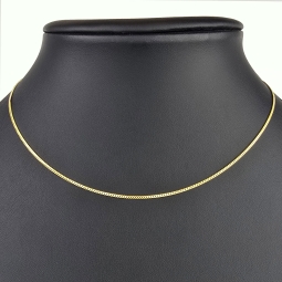 Edle, sehr kurze Panzerkette 2-seitig diamantiert aus hochwertigem 585 /14k Gold für Damen (ca. 38cm, 1mm )