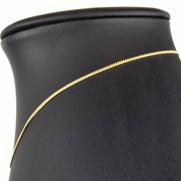 Edle, sehr kurze Panzerkette 2-seitig diamantiert aus hochwertigem 585 /14k Gold für Damen (ca. 38cm, 1mm )