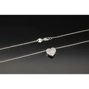 Extravagantes Schmuck-Set bestehend aus einer hochwertigen Weißgold (18K / 750 Gold) - Ankerkette (ca. 45cm) und einem Herz-Anhänger, bestückt mit zahlreichen Diamanten