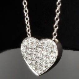 Extravagantes Schmuck-Set bestehend aus einer hochwertigen Weißgold (18K / 750 Gold)  - Ankerkette (ca. 45cm) und einem Herz-Anhänger, bestückt mit zahlreichen Diamanten