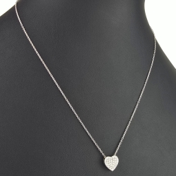 Extravagantes Schmuck-Set bestehend aus einer hochwertigen Weißgold (18K / 750 Gold)  - Ankerkette (ca. 45cm) und einem Herz-Anhänger, bestückt mit zahlreichen Diamanten