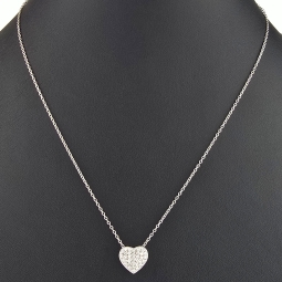 Extravagantes Schmuck-Set bestehend aus einer hochwertigen Weißgold (18K / 750 Gold)  - Ankerkette (ca. 45cm) und einem Herz-Anhänger, bestückt mit zahlreichen Diamanten