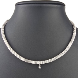 Wellendorff Markenschmuck: Beeindruckendes Collier PRINZESSE / Seidenkordel, mit filigraner Struktur aus hochwertigem Gold in ca 43 cm Länge (18K / 750 Weißgold, ca. 78,6g) mit Brillantanhänger (ca. 0,017 ct.)