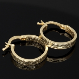 Exklusive Creolen / Ohrringe in zeitlosem Greco-Design aus hochwertigem 585 / 14K Gold
