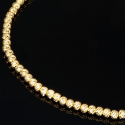 Fein gearbeitetes Armband aus 585 14K Gelbgold, dekoriert mit vielen kleinen Goldkügelchen und einem Zirkonia - ca. 18 - 20 cm längenverstellbar