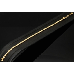 Fein gearbeitetes Armband aus 585 14K Gelbgold, dekoriert mit vielen kleinen Goldkügelchen und einem Zirkonia - ca. 18 - 20 cm längenverstellbar