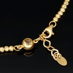 Fein gearbeitetes Armband aus 585 14K Gelbgold, dekoriert mit vielen kleinen Goldkügelchen und einem Zirkonia - ca. 18 - 20 cm längenverstellbar