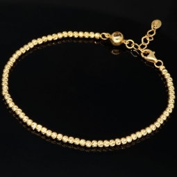 Fein gearbeitetes Armband aus 585 14K Gelbgold, dekoriert mit vielen kleinen Goldkügelchen und einem Zirkonia - ca. 18 - 20 cm längenverstellbar