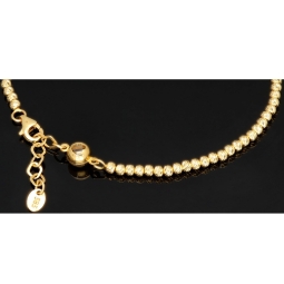 Fein gearbeitetes Armband aus 585 14K Gelbgold, dekoriert mit vielen kleinen Goldkügelchen und einem Zirkonia - ca. 18 - 20 cm längenverstellbar