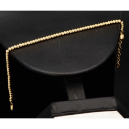 Fein gearbeitetes Armband aus 585 14K Gelbgold, dekoriert mit vielen kleinen Goldkügelchen und einem Zirkonia - ca. 18 - 20 cm längenverstellbar