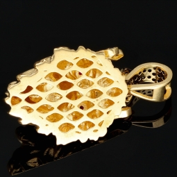 Detailliert gearbeiteter Löwenkopf - Anhänger aus edlem 585 14K Gold mit funkelndem Zirkoniabesatz (ca. 4,5g)