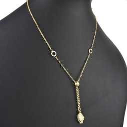 Anmutige Goldkette / Collier mit Pantherkopf-Anhänger aus funkelndem Gold (14K 585 Gelbgold) mit Zirkoniabesatz ca. 45cm