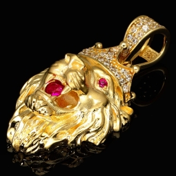 Exklusiver Löwenkopf-Anhänger aus hochwertigem 14K 585er Gold – veredelt mit zahlreichen funkelnden Zirkoniasteinen (ca. 4,4 g)