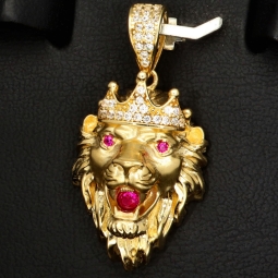 Exklusiver Löwenkopf-Anhänger aus hochwertigem 14K 585er Gold – veredelt mit zahlreichen funkelnden Zirkoniasteinen (ca. 4,4 g)